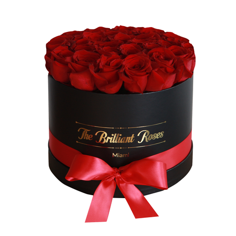 Black round flower box - The Brilliant Roses