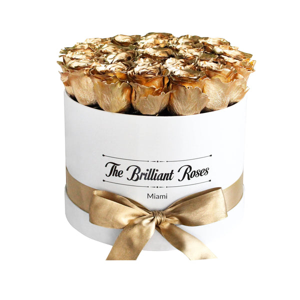 The  Brilliant ETERNITY Gold Metallic Roses Round box - The Brilliant Roses