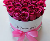 Roses in White round flower box - The Brilliant Roses