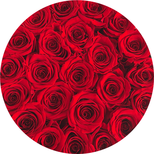 #1 Red ETERNAL roses round flower box
