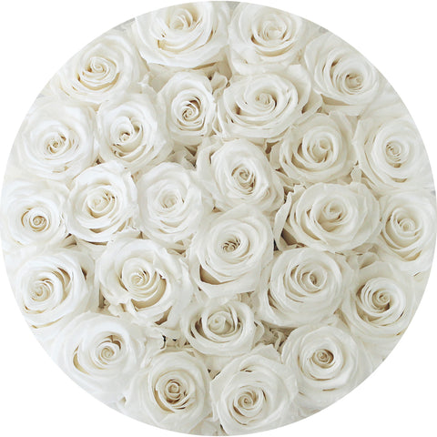 White ETERNAL Roses Round box