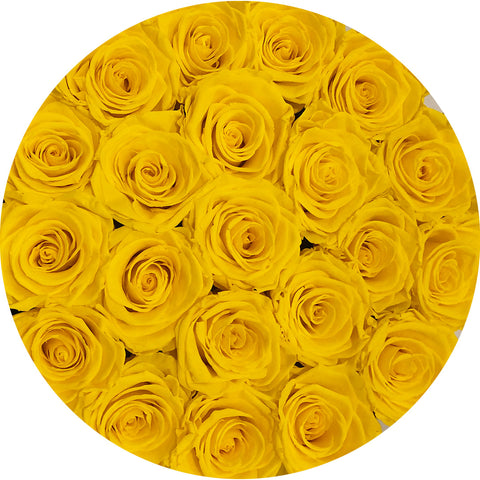Yellow ETERNAL Roses Round box
