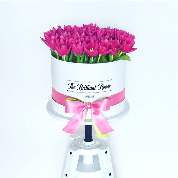 White round Tulip flower box - The Brilliant Roses
